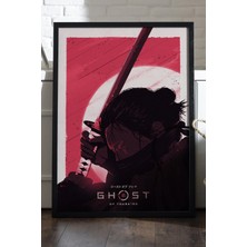 Duvarda Ghost Of Tsushima Siyah Ahşap Çerçeveli Poster, Dekoratif Oyun Duvar Tablosu