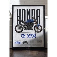 Duvarda Honda Cb 250 R Siyah Ahşap Çerçeveli Poster, Dekoratif Motosiklet Duvar Tablosu