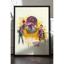 Duvarda Watch Dogs Siyah Ahşap Çerçeveli Poster, Dekoratif Oyun Duvar Tablosu