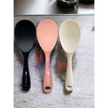 Yağmur Store Sert Uçlu Isıya Dayanıklı Yanmaz Yapışmaz Silikon Kaşık 3'lü Set, 22 Cm, Siyah-Somon-Krem