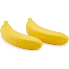 NY Home 2'li Set Muz Saklama Kabı - 500ML Büyük Boy (21X6 Cm) Bpa Free, Buzluk ve Bulaşık Makinesi Güvenli - Muz Koruyucu Kutu, Ezilmeyi Önleyen Sarı Kap, Taşıma Çantası Için Ideal (Sarı)