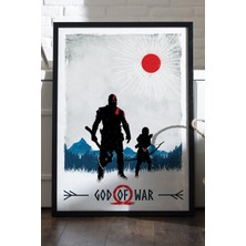 Duvarda God Of War Siyah Ahşap Çerçeveli Poster, Dekoratif Oyun Duvar Tablosu