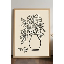 Duvarda Vase Ahşap Çerçeveli Poster, Dekoratif Sanatsal Duvar Tablosu