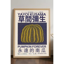 Duvarda Yayoi Kusama Doğal Ahşap Çerçeveli Poster, Dekoratif Sanatsal Duvar Tablosu