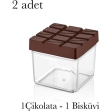 NY Home 2 Adet Bisküvi & Çikolata Saklama Kabı Gıda Saklama Kabı Bpa Içermez Mika (Sert Plastik)