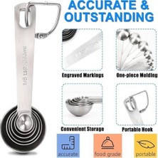 NY Home Aputue Ölçü Kaşığı Seti, 6'lı Set Yemek Kaşığı Ölçü Seti, Metrik ve Abd Ölçüleri Ile, Premium Paslanmaz Çelik Ölçü Kaşıkları, Kuru ve Sıvı Gıdaları Ölçmek Için Uygun, Yemek Pişirme ve Fırınlama Için