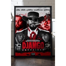Duvarda Django Unchained Siyah Ahşap Çerçeveli Poster, Dizi Duvar Tablosu