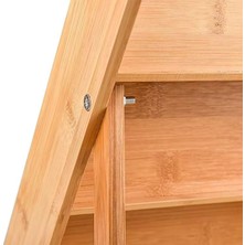 NY Home 3 Katlı Doğal Bambu Ayaklı Baharatlık Rafı Organizer – Tezgah Üstü ve Çekmece Içi Kullanıma Uygun, Katlanabilir, Kaymaz Ayaklı, Kompakt ve Şık Tasarımlı Mutfak Düzenleyici
