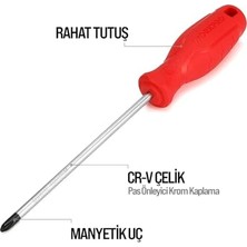 Yağmur Store WP200501 6 Parça Cr-V Manyetik Profesyonel Tornavida Seti, Düz ve Yıldız Uçlu, Anti-Slip Saplı