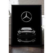 Duvarda Mercedes Amg Gt Siyah Ahşap Çerçeveli Poster, Dekoratif Araba Duvar Tablosu