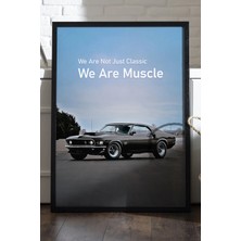 Duvarda 1969 Ford Mustang Boss 429 Siyah Ahşap Çerçeveli Poster, Dekoratif Araba Duvar Tablosu