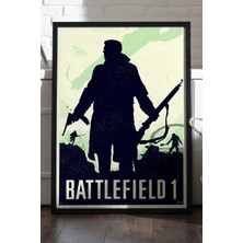 Duvarda Battlefield Siyah Ahşap Çerçeveli Poster, Dekoratif Oyun Duvar Tablosu