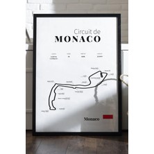 Duvarda Monaco Formula 1 Siyah Ahşap Çerçeveli Poster, Dekoratif Harita Duvar Tablosu