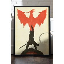 Duvarda Dragon Age Siyah Ahşap Çerçeveli Poster, Dekoratif Oyun Duvar Tablosu