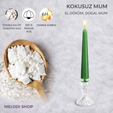Yağmur Store Yeşil Renk Ince Şamdan Mum Seti, 25 cm Uzunluk, 10’lu Paket, Dekoratif Taper (Dilek) Mum, Şık Masa, Davet ve Özel Gün Dekorasyonu Için