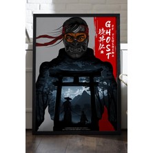 Duvarda Ghost Of Tsushima Siyah Ahşap Çerçeveli Poster, Dekoratif Oyun Duvar Tablosu