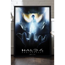 Duvarda Halo Siyah Ahşap Çerçeveli Poster, Dekoratif Oyun Duvar Tablosu