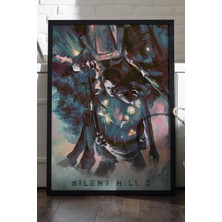 Duvarda Silent Hilll Siyah Ahşap Çerçeveli Poster, Dekoratif Oyun Duvar Tablosu