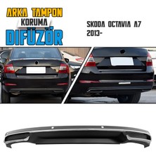 Nova Krom Skoda Octavia A7 Arka Tampon Koruma Difüzör Egzozlu Oem Stil 2013-2020