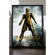 Duvarda Cristiano Ronaldo Siyah Ahşap Çerçeveli Poster, Spor Duvar Tablosu