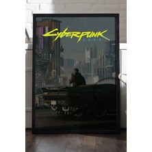 Duvarda Cyberpunk Siyah Ahşap Çerçeveli Poster, Dekoratif Oyun Duvar Tablosu