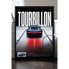 Duvarda Bugatti Tourbillon Siyah Ahşap Çerçeveli Poster, Dekoratif Araba Duvar Tablosu