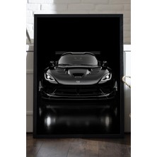 Duvarda Dodge Viper Acr Siyah Ahşap Çerçeveli Poster, Dekoratif Araba Duvar Tablosu