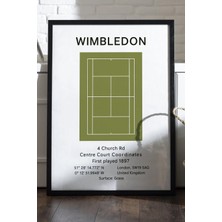 Duvarda Wimbledon Siyah Ahşap Çerçeveli Poster, Dekoratif Tenis Duvar Tablosu