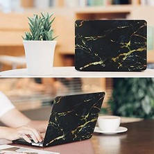 Yağmur Store MacBook Pro 15 Mermer Desenli Kılıf A1707 A1990 Uyumlu Ince Hafif Sert Kapak Koruyucu Kılıf Siyah