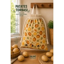 NUMI Naturals Nefes Alan Patates Saklama Torbası – %100 Pamuklu Büzgülü Patates Depolama Çantası 40X40 cm
