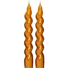 Yağmur Store 2'li Twirl Glow Gold Şamdan Mum Seti (18 Cm)