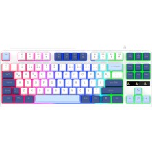 Yağmur Store James Donkey JDK87 Rainbow Mekanik Hisli Membran Türkçe Q Gaming 88 Tuş Beyaz Klavye