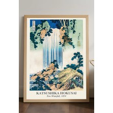 Duvarda Katsushika Hokusai Doğal Ahşap Çerçeveli Poster, Dekoratif Sanatsal Duvar Tablosu
