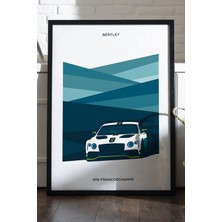 Duvarda Bentley Siyah Ahşap Çerçeveli Poster, Spor Araba Duvar Tablosu