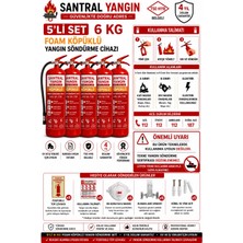 Santral Yangın 6 kg Foam Köpüklü Yangın Söndürme Tüpü 5li Hediyeli Set