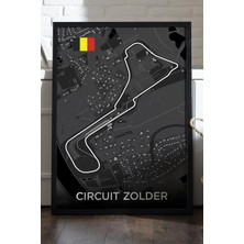Duvarda Circuit Zolder Pist Haritası Siyah Ahşap Çerçeveli Poster, Dekoratif Harita Duvar Tablosu
