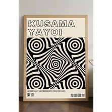 Duvarda Yayoi Kusama Doğal Ahşap Çerçeveli Poster, Dekoratif Sanatsal Duvar Tablosu