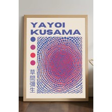 Duvarda Yayoi Kusama Doğal Ahşap Çerçeveli Poster, Dekoratif Sanatsal Duvar Tablosu