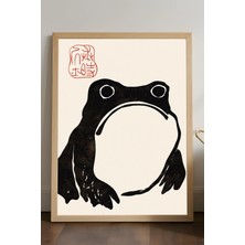 Duvarda Frog Ahşap Çerçeveli Poster, Dekoratif Sanatsal Duvar Tablosu