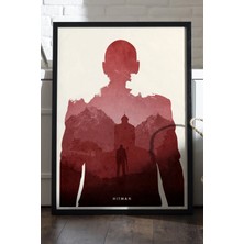 Duvarda Hitman Siyah Ahşap Çerçeveli Poster, Dekoratif Oyun Duvar Tablosu