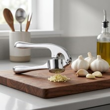NY Home Üstün Kaliteli Paslanmaz Çelik Sarımsak Presi - Ergonomik Kavisli Beşik Tipi Metal Sarımsak Ezici ve Doğrayıcı