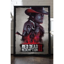 Duvarda Red Dead Redemption Siyah Ahşap Çerçeveli Poster, Dekoratif Oyun Duvar Tablosu