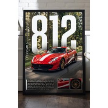 Duvarda Ferrari 821 Competizione Siyah Ahşap Çerçeveli Poster, Dekoratif Araba Duvar Tablosu