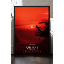 Duvarda Assassin's Creed Shadows Siyah Ahşap Çerçeveli Poster, Dekoratif Oyun Duvar Tablosu