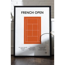 Duvarda Fransa Açık Roland-Garros Siyah Ahşap Çerçeveli Poster, Dekoratif Tenis Duvar Tablosu