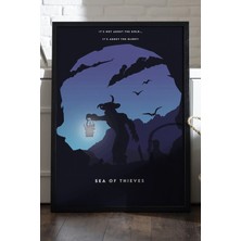 Duvarda Sea Of Thieves Siyah Ahşap Çerçeveli Poster, Dekoratif Oyun Duvar Tablosu