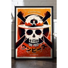 Duvarda One Piece Siyah Ahşap Çerçeveli Poster, Dekoratif Anime Duvar Tablosu