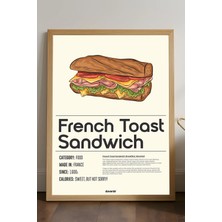 Duvarda French Toast Ahşap Çerçeveli Poster, Dekoratif Mutfak Duvar Tablosu