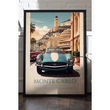 Duvarda Mercedes-Benz 300 Sl Siyah Ahşap Çerçeveli Poster, Dekoratif Araba Duvar Tablosu