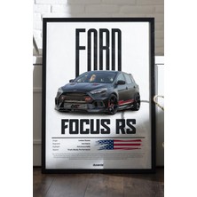 Duvarda Ford Focus Rs Araba Siyah Ahşap Çerçeveli Poster, Dekoratif Duvar Tablosu